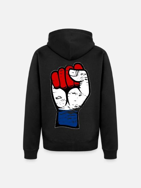 Holland flag fist used - Unisex Premium Organic Zip Hoodie - black