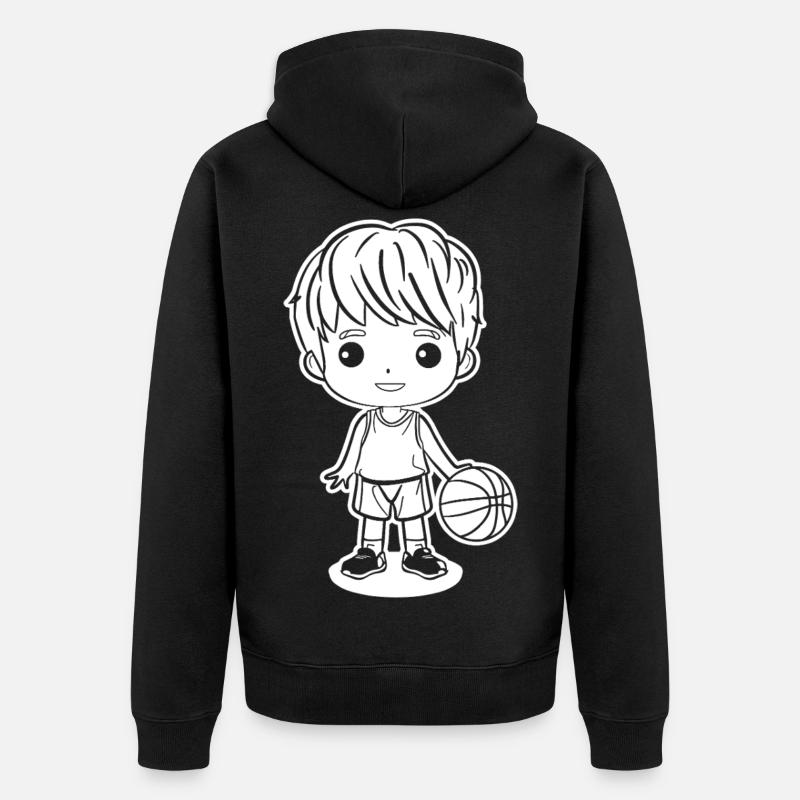 Petit garçon de basket-ball - Veste à capuche bio Premium Unisexe - noir