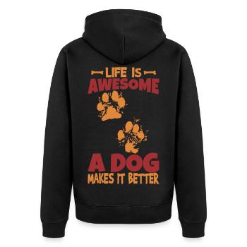Dicton amoureux des chiens - Veste à capuche bio Premium Unisexe - noir - Dos - Nico (187cm)