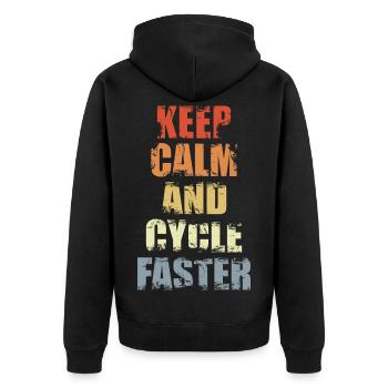 Calm cyclist - Unisex Premium Organic Zip Hoodie - black - Back - Nico (187cm)