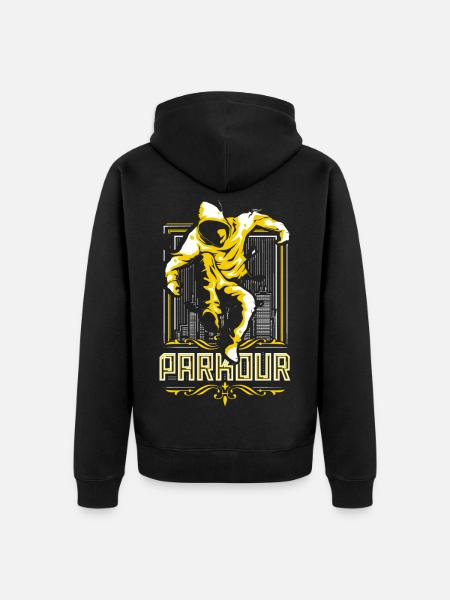 Parkour - Freerunning - Parcour Sport - Premium økologisk unisex-hettejakke - svart