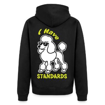 Ausdrucksstarker Pudel mit Sonnenbrille - Unisex Premium Bio Zip Hoodie - Schwarz - Hinten - Nico (187cm)