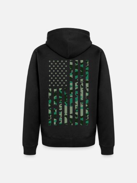 USA Flag Camoflage - Unisex Premium Organic Zip Hoodie - black
