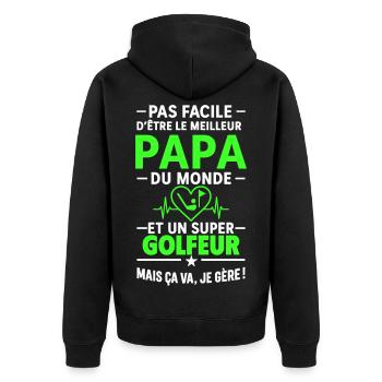Heart + Golf – Super Dad Golfer - Unisex Premium Organic Zip Hoodie - black - Back - Nico (187cm)