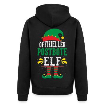 Christmas MAIL CARRIER POSTMAN ELF Funny - Unisex Premium Organic Zip Hoodie - black - Back - Nico (187cm)