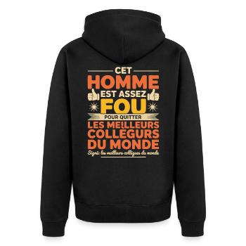 Departure Co-worker New Job Retirement - Unisex Premium Organic Zip Hoodie - black - Back - Nico (187cm)