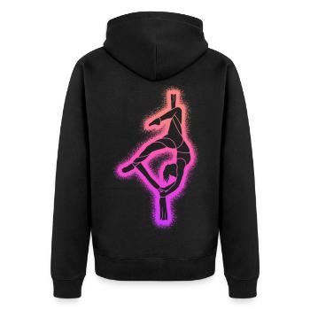 Vertikaltuch Luftakrobatik Mädchen Aerial Silk - Unisex Premium Bio Zip Hoodie - Schwarz - Hinten - Nico (187cm)