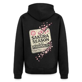 Kirschblüten Sakura Is My Personality Kirschblüte - Unisex Premium Bio Zip Hoodie - Schwarz - Hinten - Nico (187cm)