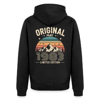 May 1983 – Legend of the Peaks and Mountains - Unisex Premium Organic Zip Hoodie - black - Back - Nico (187cm)