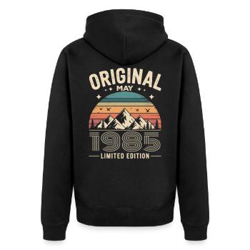 May 1985 – Legend of the Peaks and Mountains - Unisex Premium Organic Zip Hoodie - black - Back - Nico (187cm)