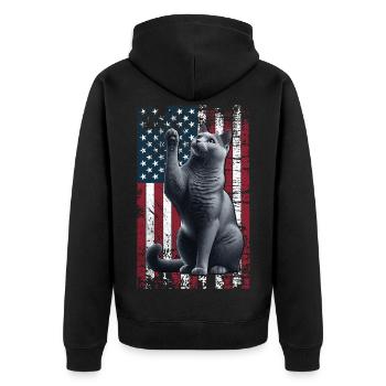Chat Bleu Russe Américain Bleu Russe - Veste à capuche bio Premium Unisexe - noir - Dos - Nico (187cm)