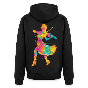 Violin Colorful Violinist Kids Ladies Girls Violin - Unisex Premium Organic Zip Hoodie - black - Back - Nico (187cm)