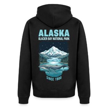 Parc national des glaciers de croisière de l’Alaska 1980 - Veste à capuche bio Premium Unisexe - noir - Dos - Nico (187cm)