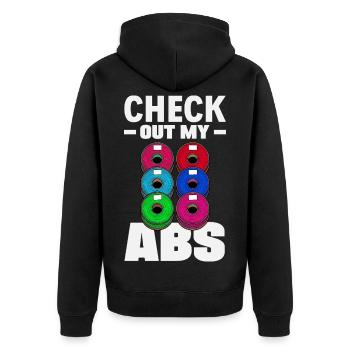 Check Out My ABS Lustiger 3D Druck Filament - Unisex Premium Bio Zip Hoodie - Schwarz - Hinten - Nico (187cm)
