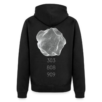 Techno abstract drawing, synthesizer 303 808 909 - Unisex Premium Organic Zip Hoodie - black - Back - Nico (187cm)