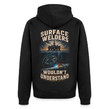 Underwater Welder Underwater Welder - Unisex Premium Organic Zip Hoodie - black - Back - Nico (187cm)