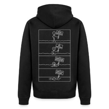 Es gibt kein Hochwasser.. - Unisex Premium Bio Zip Hoodie - Schwarz - Hinten - Nico (187cm)