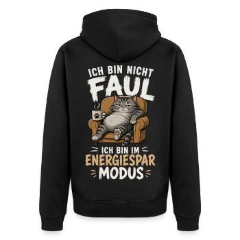 Ich Bin Nicht Faul Ich Bin Im Energiesparmodus - Unisex Premium Bio Zip Hoodie - Schwarz - Hinten - Nico (187cm)
