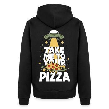 Emmène-moi à ta pizza OVNI Alien - Veste à capuche bio Premium Unisexe - noir - Dos - Nico (187cm)