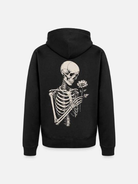 Memento-Skelettblume - Unisex Premium Bio Zip Hoodie - Schwarz
