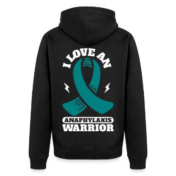 Ich liebe einen Kämpfer - Anaphylaxie - Unisex Premium Bio Zip Hoodie - Schwarz - Hinten - Nico (187cm)
