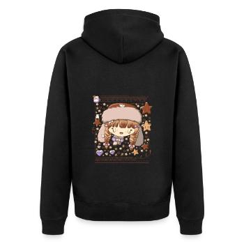 Chocolate festive bubble head cutie - Unisex Premium Organic Zip Hoodie - black - Back - Nico (187cm)
