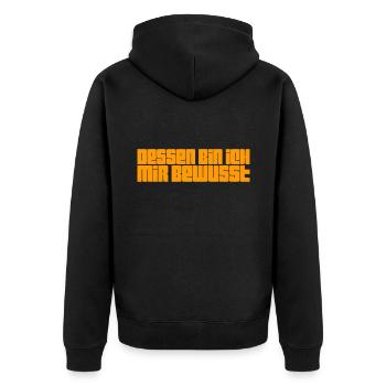 weiss ich doch - Unisex Premium Bio Zip Hoodie - Schwarz - Hinten - Nico (187cm)
