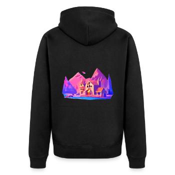 crystalline landscape - Unisex Premium Organic Zip Hoodie - black - Back - Nico (187cm)