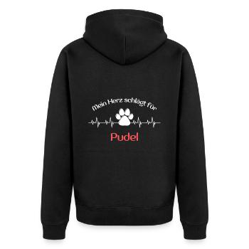 Mein Herz schlägt für Pudel Geschenk Idee - Unisex Premium Bio Zip Hoodie - Schwarz - Hinten - Nico (187cm)