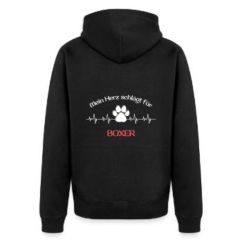 Mein Herz schlägt für boxer Geschenk Idee spruch - Unisex Premium Bio Zip Hoodie - Schwarz - Hinten - Nico (187cm)