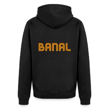 einfach nur banal - Unisex Premium Bio Zip Hoodie - Schwarz - Hinten - Nico (187cm)