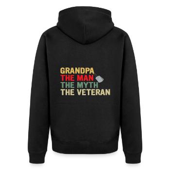 OPA MAN MASS LEGENDE - Unisex Premium Bio Zip Hoodie - Schwarz - Hinten - Nico (187cm)