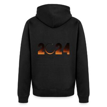 Sonnenfinsternis 2024 Eklipse - Unisex Premium Bio Zip Hoodie - Schwarz - Hinten - Nico (187cm)