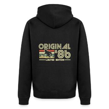 1986 - Unisex Premium Bio Zip Hoodie - Schwarz - Hinten - Nico (187cm)