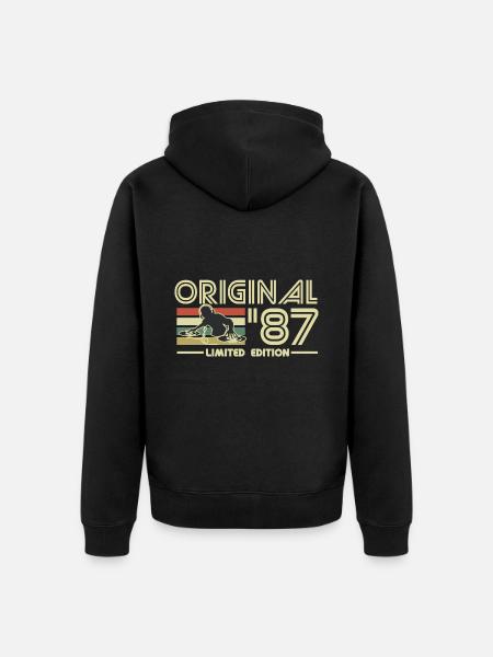 1987 - Unisex Premium Organic Zip Hoodie - black