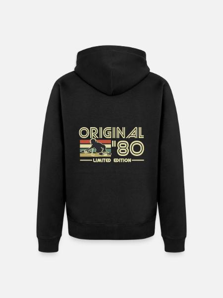 1980 - Unisex Premium Organic Zip Hoodie - black