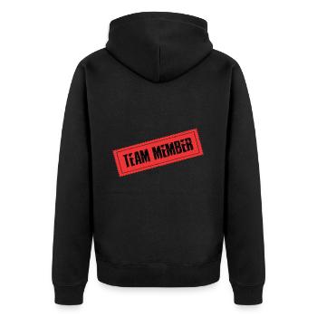 Team Mitglied - Unisex Premium Bio Zip Hoodie - Schwarz - Hinten - Nico (187cm)