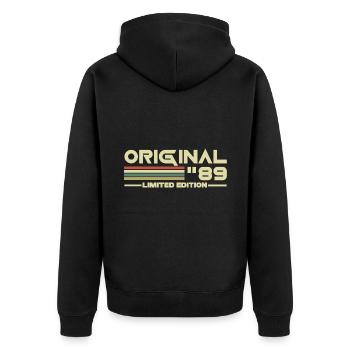 1989 - Unisex Premium Bio Zip Hoodie - Schwarz - Hinten - Nico (187cm)
