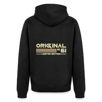 1961 - Unisex Premium Organic Zip Hoodie - black - Back - Nico (187cm)