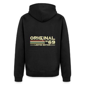 1969 - Unisex Premium Organic Zip Hoodie - black - Back - Nico (187cm)
