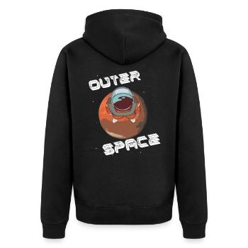 Weltraum Astronaut - Unisex Premium Bio Zip Hoodie - Schwarz - Hinten - Nico (187cm)