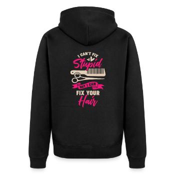 Drôle de coiffeur Coupe de cheveux Cadeau de coiffeur - Veste à capuche bio Premium Unisexe - noir - Dos - Nico (187cm)