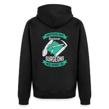 Anästhesist Facharzt Anästhesiologe Geschenk - Unisex Premium Bio Zip Hoodie - Schwarz - Hinten - Nico (187cm)