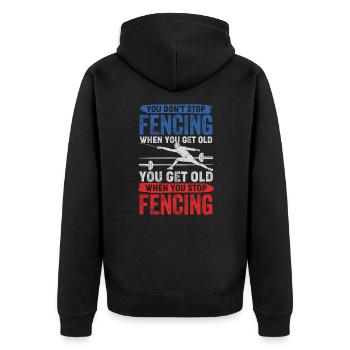 Fencing Sport fencing Old man Fencer Gift - Unisex Premium Organic Zip Hoodie - black - Back - Nico (187cm)