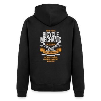 Fahrradmechaniker Zweiradmechaniker Geschenk - Unisex Premium Bio Zip Hoodie - Schwarz - Hinten - Nico (187cm)
