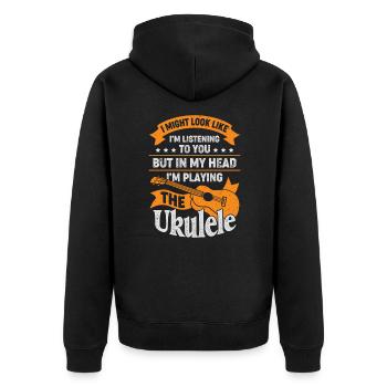Drôle de ukulélé Musique Ukulele Player Cadeau - Veste à capuche bio Premium Unisexe - noir - Dos - Nico (187cm)