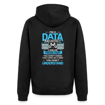 Data Architect Job Profession Gift - Unisex Premium Organic Zip Hoodie - black - Back - Nico (187cm)