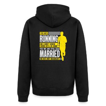 Coureur marathonien Femme Femme Cadeau - Veste à capuche bio Premium Unisexe - noir - Dos - Nico (187cm)