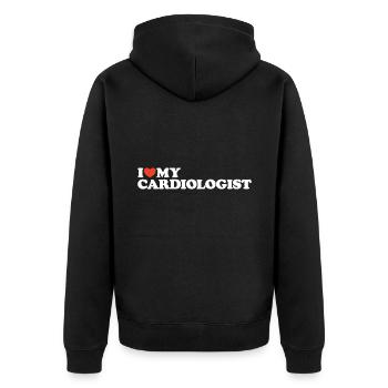 I love my Cardiologist Heart Shirt - Unisex Premium Organic Zip Hoodie - black - Back - Nico (187cm)