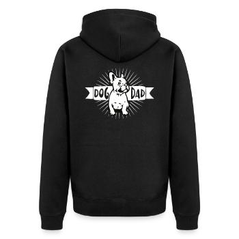 DOG DAD french bulldog - Unisex Premium Organic Zip Hoodie - black - Back - Nico (187cm)